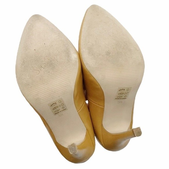 Shellys London Camel Leather Pump Perforated Tan Leather Heel Size EU 38 | US 7 - Picture 13 of 15